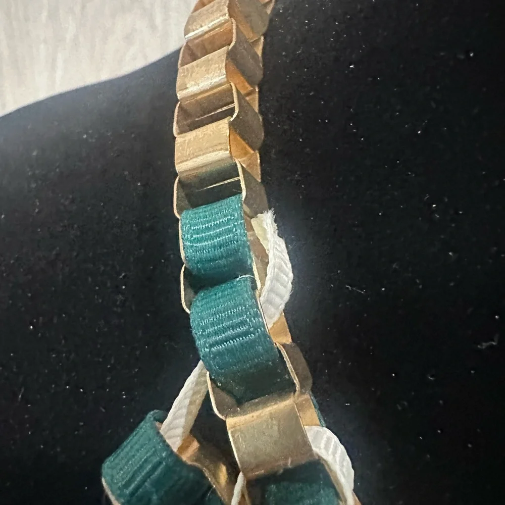 Gold Multi Color Ribbon Statement Necklace - Picture 5 of 9